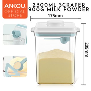 Ankou Air Tight Milk Powder Container with Scraper Seal Moisture Proof Milk Powder Cans Rectangle - (2300ml)
