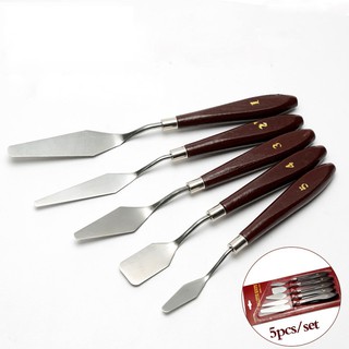 5Pcs Mixed Stainless Steel Palette Scraper Set Spatula Knives For Artist