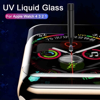 UV Light Full Glue Curved Tempered Glass iWatch 5 4 3 2 1 for Apple Watch 40MM 44MM 38mm 42mm