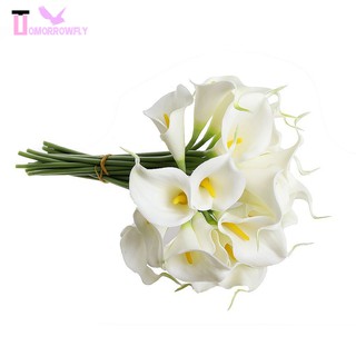 Calla Lily Bridal Wedding Bouquet 10 head Latex Real Touch KC51 White