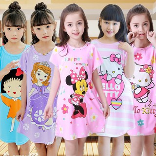 Girls Princess Nightgowns Summer Short Sleeved Cartoon Nightdress Kids nightwear