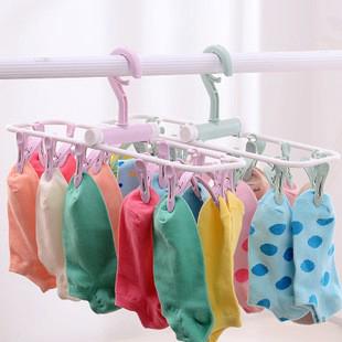 Happi GO 12 Clip Folding Sock Cloth Hanger Rack Clothespin Clothes Drying Rack