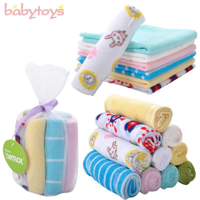 8PCS Baby Cartoon Towel Soft Handkerchief Newborn Cotton Washcloth Saliva Cloth