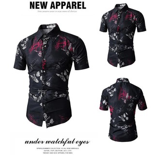 summer casual Hawaii floral blouse short sleeve beach style business men shirt28