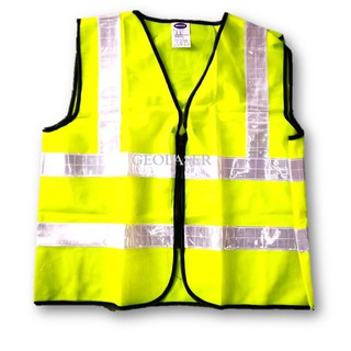 WORKER HIGH QUALITY FABRIC SAFETY VEST KNITTED ZIP WITH YELLOW STRAP (PREMIUM)