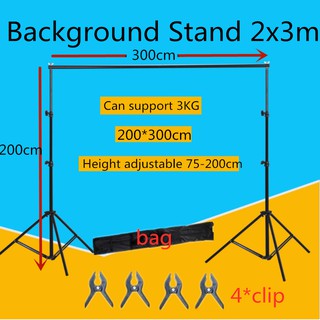 【Free Shipping】Photo Video Studio 2 x 3m/200cm x 300cm/6ft x 10ft Heavy Duty Background Stand Backdrop Support System Kit with Carry Bag for Photography