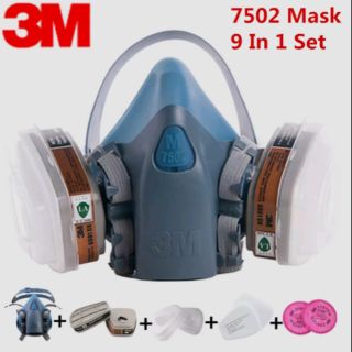 9in1 | 3M mask 7502 gas respirator half face topeng debu | cat | meracun | hama asap