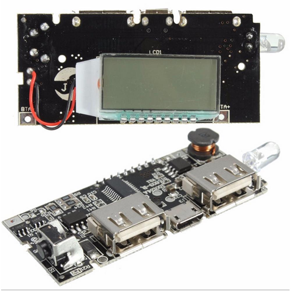 5V 1A 2.1A Dual USB Mobile Power Bank 18650 Battery Charger PCB Board LCD Display DIY Board