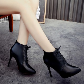 Female Europe Cool High-heeled Pointed Martin Boots