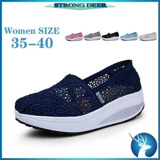 S×D ✈Ready Stock✈ Kasut Perempuan Summer Women's Lace Hollow Breathable Rocking Casual Single Shoe Light Feet Shoe