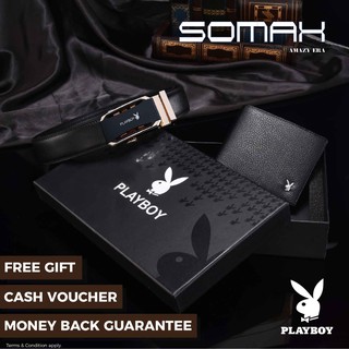 PLAYBOY Gift Set Men Fashion Casual Wallet and Leather Belt