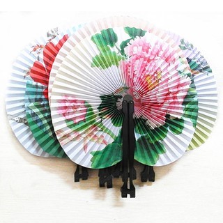 3Pcs Foldable Chinese Oriental Floral Paper Hand Fans Wedding Table Favors (1)