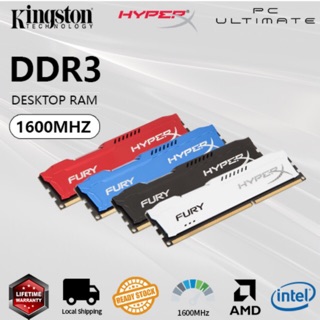 OriginalKingston HyperX Fury Red Blue White Black 4GB 8GB DDR3 1600 MHz DIMM PC Desktop Ram CL10 HX316C10F/8