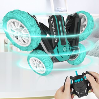 2.4GHz Alloy RC Car Toy 360 Degree Rotating Stunt Car 4WD Double Sided Flip Car High Speed Remote Control Car With Music RC Toys Spray Car