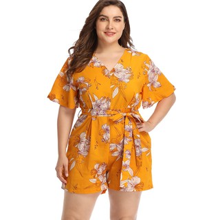 Plus size 85kg Kimono Jumpsuit Premium Women Flower Chiffon High Waist Wide Leg Pants Jumpsuit big size extra size