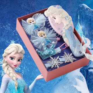 【FREE SHIPPING】Disney Frozen Girl's Hair Ornament Bow Hair Clip Princess Elsa Anna Hair Ornament Children's Hairpin Comb Set Children's Day Gift Box