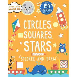Children book - Learn and draw shapes (circles, squares, stars) with sticker