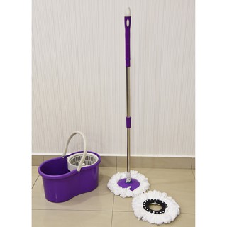 🔥READY STOCK🔥 Microfibre Spin Mop with 2 Mop Head
