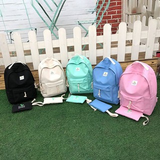 【FREESHIPPING】【Ready Stock】2PCS/SET Korean Style Leaf Canvas School Bag Travel Backpack Bag Casual School Laptop Bag sekolah