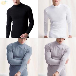 Men Pullover T-shirts Undershirt Shirts Turtleneck Warm Long Sleeve Tight Slim fit Casual Plus size Autumn Men