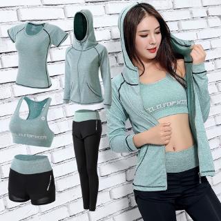 Womens Yoga Sets Five 5 Pieces Training Sports Female Workout Clothes for Women Sportswear Gym Training Clothing S-3XL