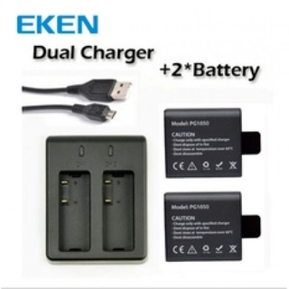 Original Eken 2 Extra Battery 1050mAh And 1 Dual Charger Set