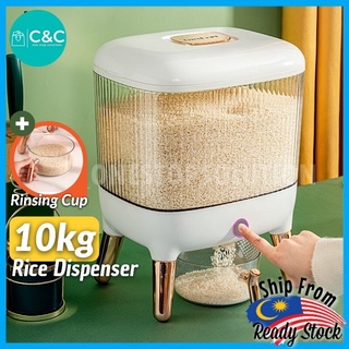 C&C Automatic Rice Dispenser with Rinsing Cup Rice Storage Container Rice Box Bekas Beras Tempat Simpan Beras 米桶
