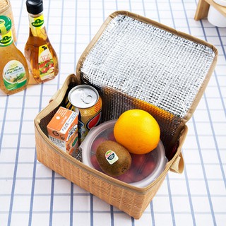 Imitation rattan woven lunchbox with thickened insulation waterproof bag