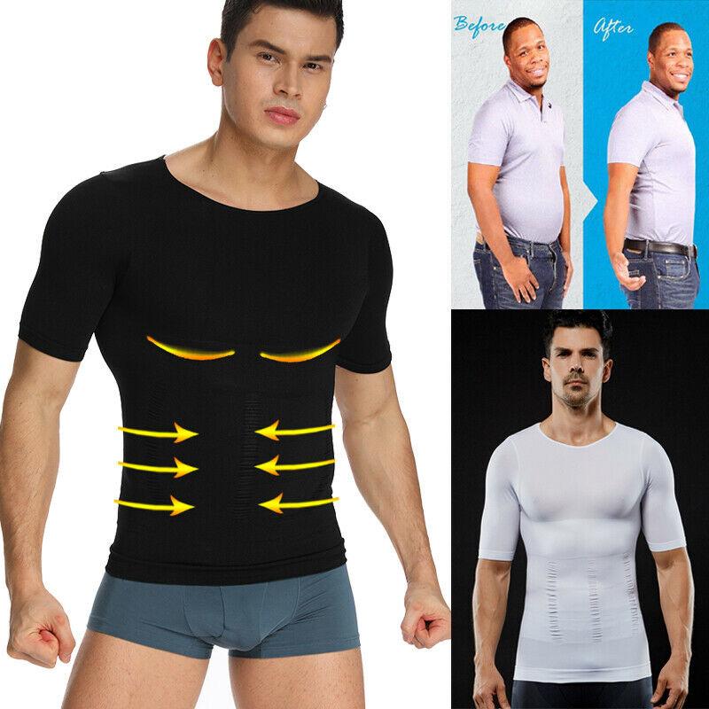 Men Slimming Body Shaper Posture Corrector Vest Abdomen Compression Slim T-Shirt Tops