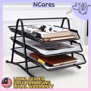 【Ready Stock Msia】3 Tier Metal Office Desktop Organizer File Document Letter Paper Tray