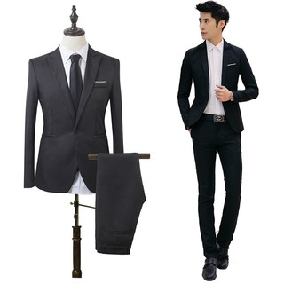 Men's Casual Wedding Formal Tuxedos Blazer 2 Pieces Silm Fit Suit