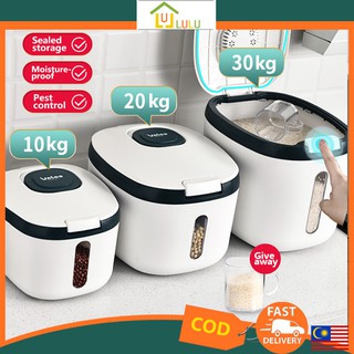 LULU10KG Nano Bucket Insect-proof Moisture-proof Sealed Household Storage Rice BoxStorage Container with Rice Cup (1)