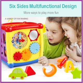 【M'Sia Stock】Baby Newborn Learning Activity Cube Toy With Music Clock Piano Sound Toys