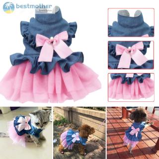 BM❤ Small Pet Puppy Dog Cat Skirt Princess Bowknot Tutu Dress Summer Clothes App