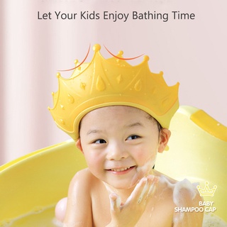 Crown Silicone Baby Kids Shampoo Shower Cap Bath Visor for Toddlers Bath Hat-Yellow
