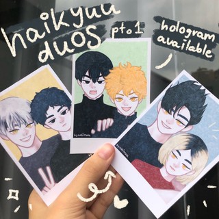Haikyuu Duo Hologram Glitter Photocard | Merch Anime Kuroo Kenma Bokuto Akaashi Kageyama Hinata