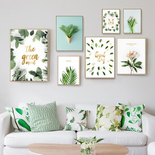Nordic Poster Green Plants Canvas Painting Flower Wall Art Home Decoration Pictures for Living Room Canvas Print Art (1)