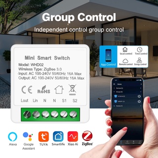 10/16A Tuya Zigbee Smart Switch Hub Gateway Support Two Way Control Voice control Remote Control App Work with Smart life Alexa Google home