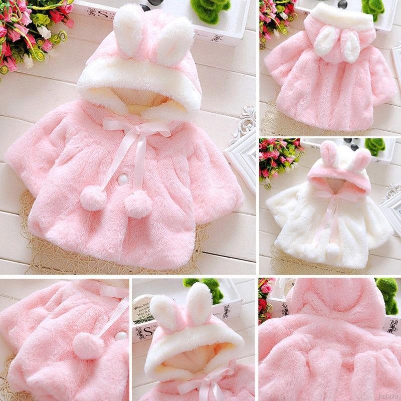 BOBORA Lovely Baby Rabbit Fur Girls Coat Cartoon