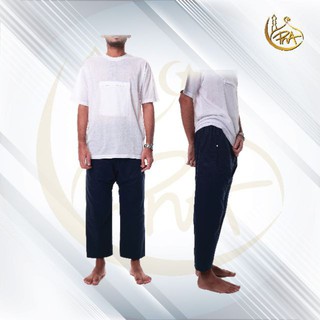 Baju Haji Zip Putih/Hitam Basic Wear
