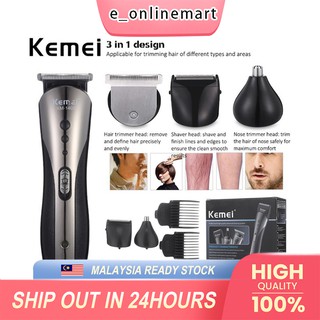 Hair Shaver "READY STOCK"!!!KM-1407 HAIR CUTTER Men Rechargeable 3 IN 1 Hair Trimmer Clipper Razor