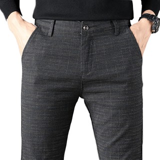 Men Suit Pant BusinessTrousers Office Formal Slim Fit Mid Waist Pant