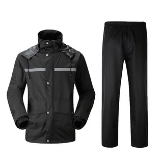 PVC Rain Jacket Mens Waterproof with Hood Rain Workwear Raincoat Set 2 Piece
