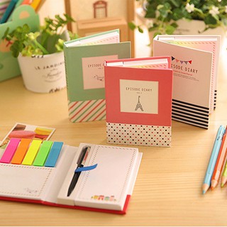 Sticky Notes Notebook Memo Pad Bookmark Paper Sticker Note Office Stationery Pen