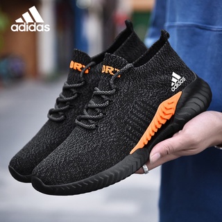 New Adidas Men's Shoes Sports Shoes Breathable Fly Woven Mesh Socks Shoes Couple Shoes Casual Large Size 37-45