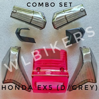 HONDA EX5-HIPOWER/EX5-DREAM FRONT SIGNAL TAIL LAMP COVER COMPLETE SET (D/GREY) -SMOKE-