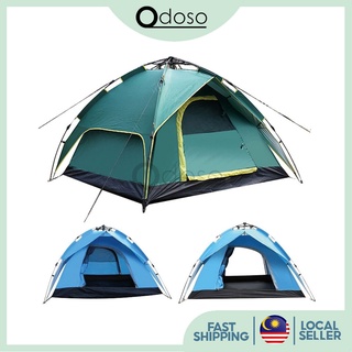 ODOSO 3-4 Persons Waterproof Dome Automatic Instant Rapid Tent Camp Beach Tent for Camping, Hiking and Outing