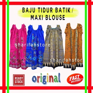 Baju Tidur Batik 2 Design Lengan & Singlet / Maxi Blouse Material Kain Cotton Made In Thailand