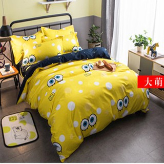 Children's cartoon SpongeBob Squarepants Bedding Four-piece Bed linen Quilted b (1)