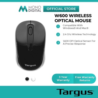 Targus W600 Wireless Mouse Optical 1600 DPI Wireless Mouse - Black/White